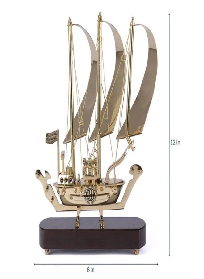 DSH Pure Brass Ship/Boat/Titanic with Wooden Base, Showpiece Item, Perfect for Home Decoration and Gifting, 12 inch (12") - Image 2